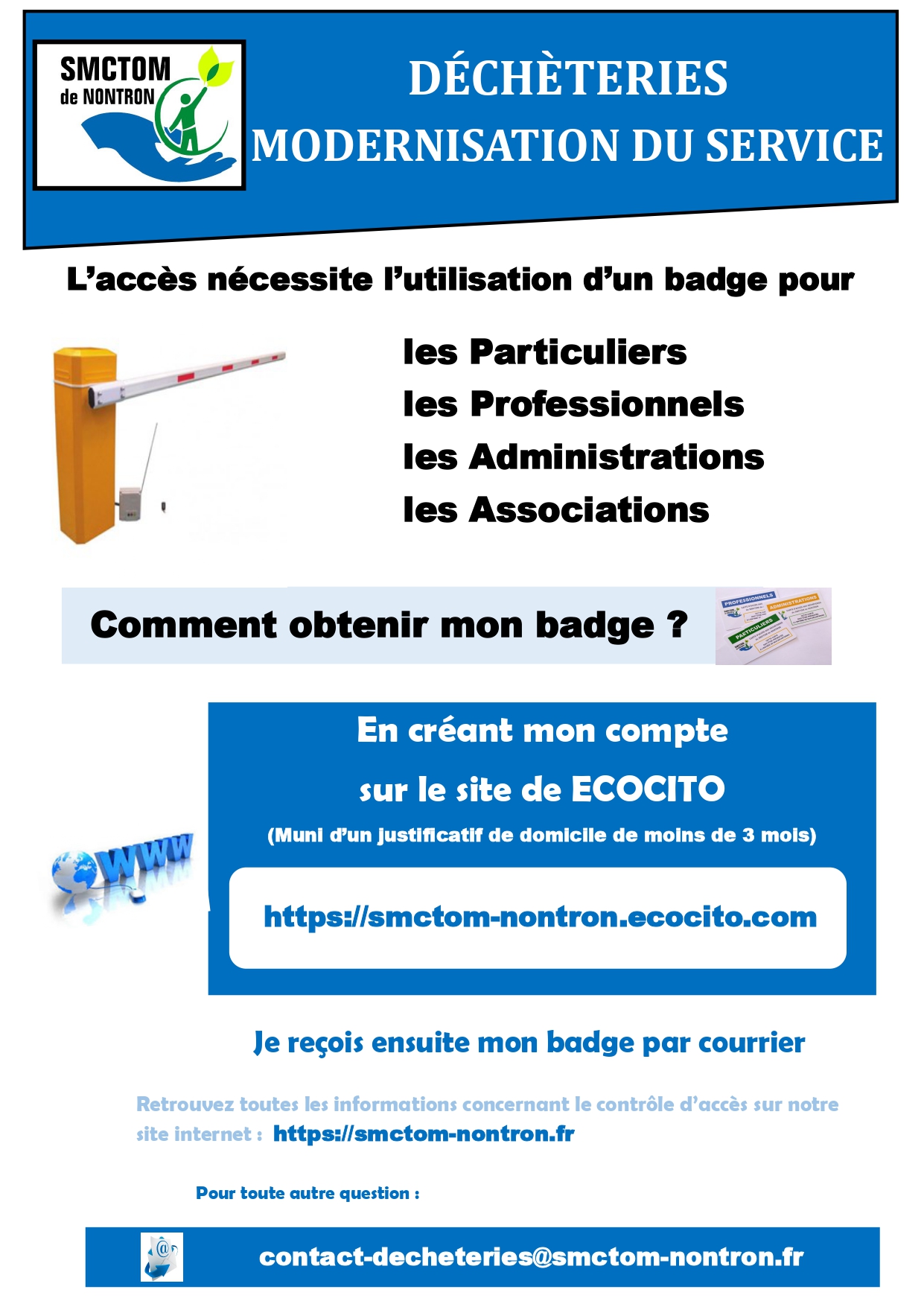 Accès aux déchetteries – Mise en place du badge